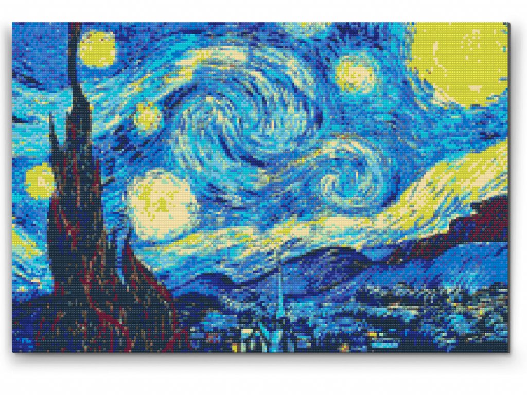 Diamantmålning av Vincent van Goghs Stjärnklara Natt - Skapa Konstverket Hemma