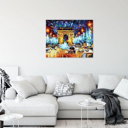 Triumfbågen Paris måla efter nummer | Paris paint by numbers motiv | Färgstark Paris-tavla för vuxna | Premium målarset Triumfbågen